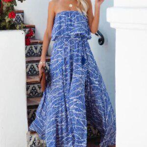 VICI Rosha Printed Strapless Tie Maxi Dress - NWT (Sold Out Online)